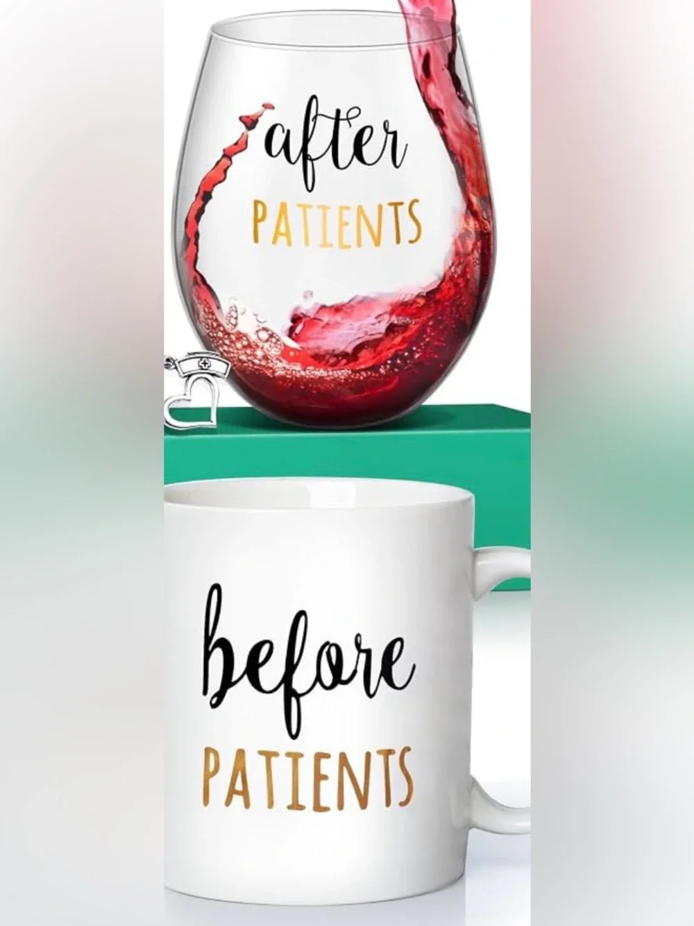 NEW NWT Healthcare Medical Worker Gift Box Mug Wine Glass Candle Funny Humor HTF